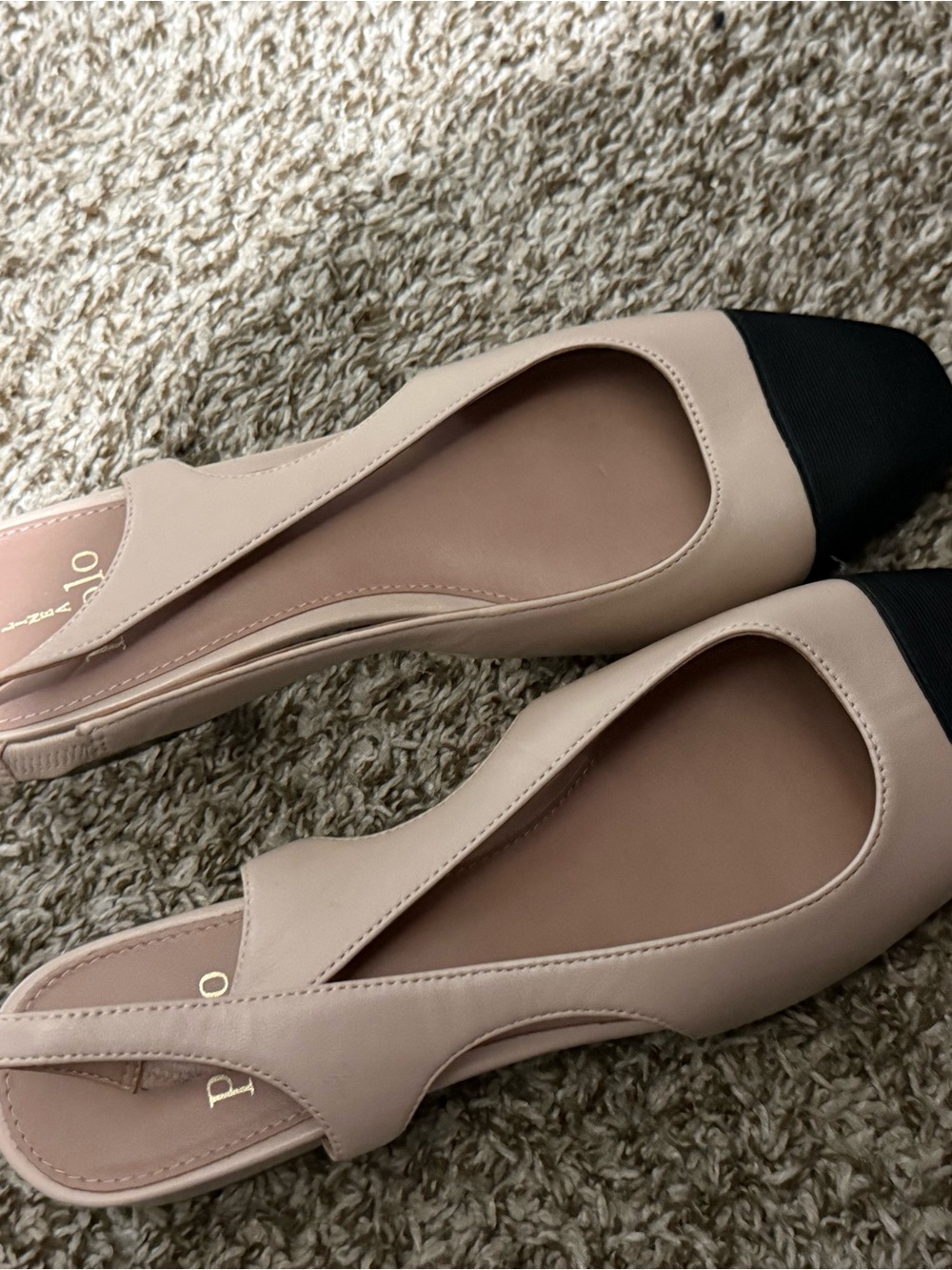 Paolo Two-Tone Nude and Black Slingback Flats
